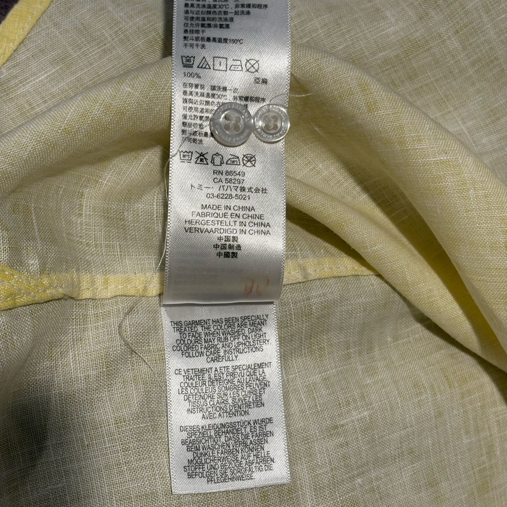 Tommy Bahama Light Yellow Casual Shirt 100% Linen - Picture 15 of 16